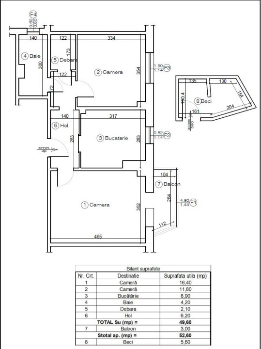 Apartament 2 camere, decomandat – bld. Grivitei – 0% comision