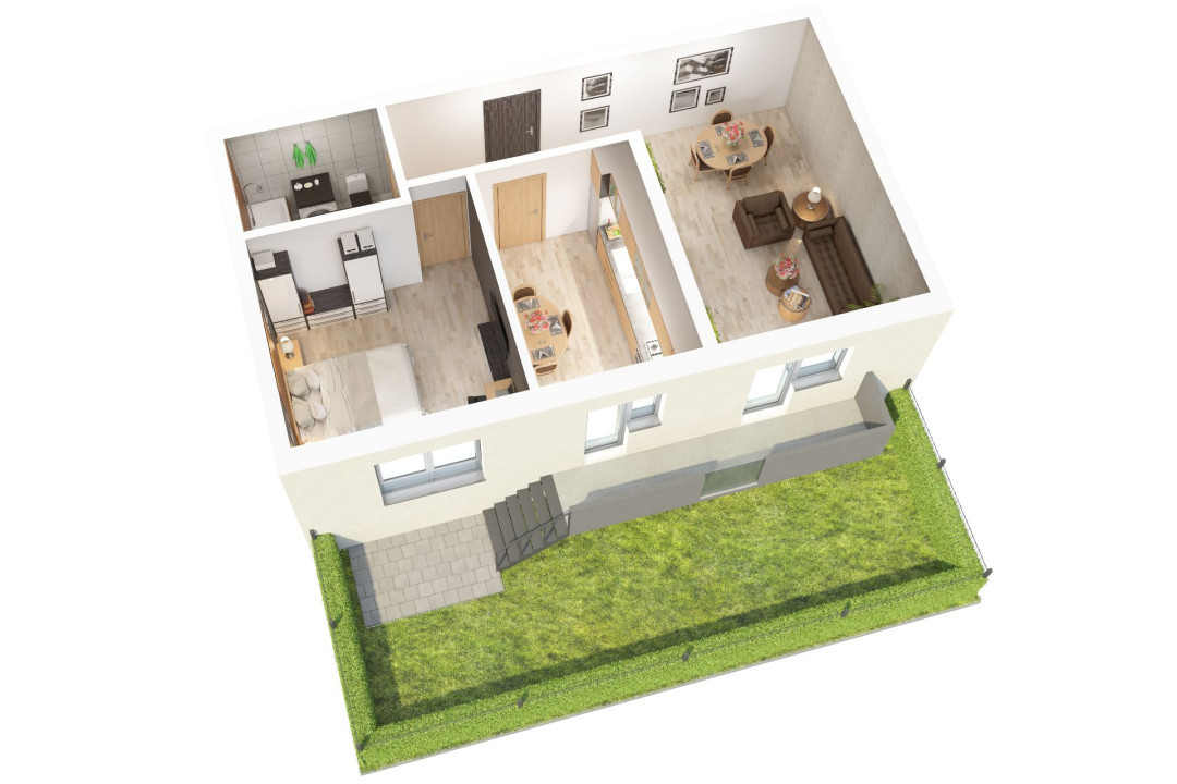 Apartament 2 camere – Suprafață 56.15mp utili + balcon 6.7mp -Grădină 40.3 mp 