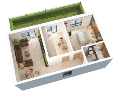 Apartament 2 camere – Suprafață 56.15mp utili + balcon 6.7mp -Grădină 40 mp 