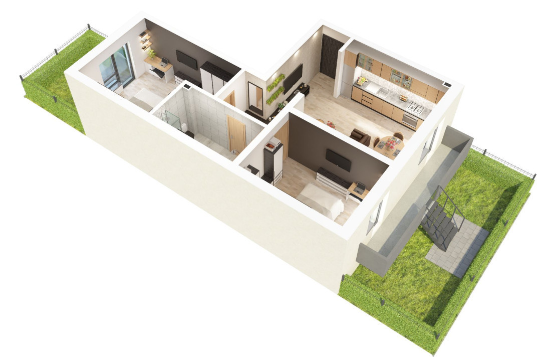 Apartament 3 camere – Grădini în suprafață totală de 47 mp