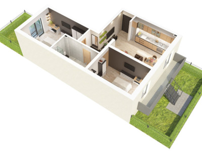 Apartament 3 camere – Grădini în suprafață totală de 47 mp