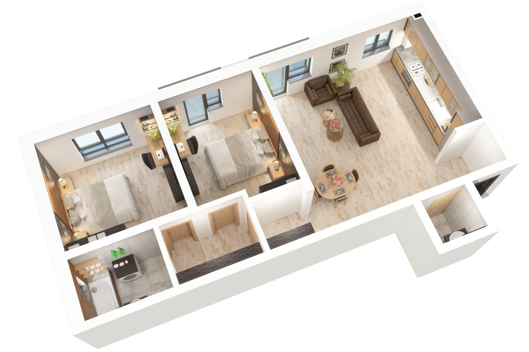 Apartament 3 camere - Doamna Stanca - 73,05 mp utili - 2 bai