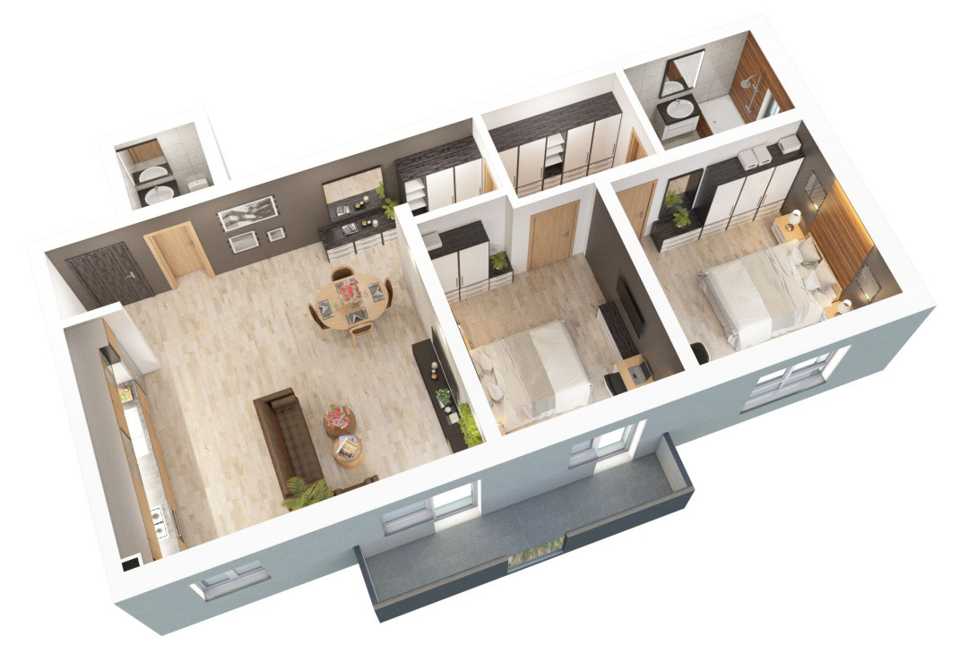 Apartament 3 camere - Doamna Stanca - 73,05 mp utili - 2 bai