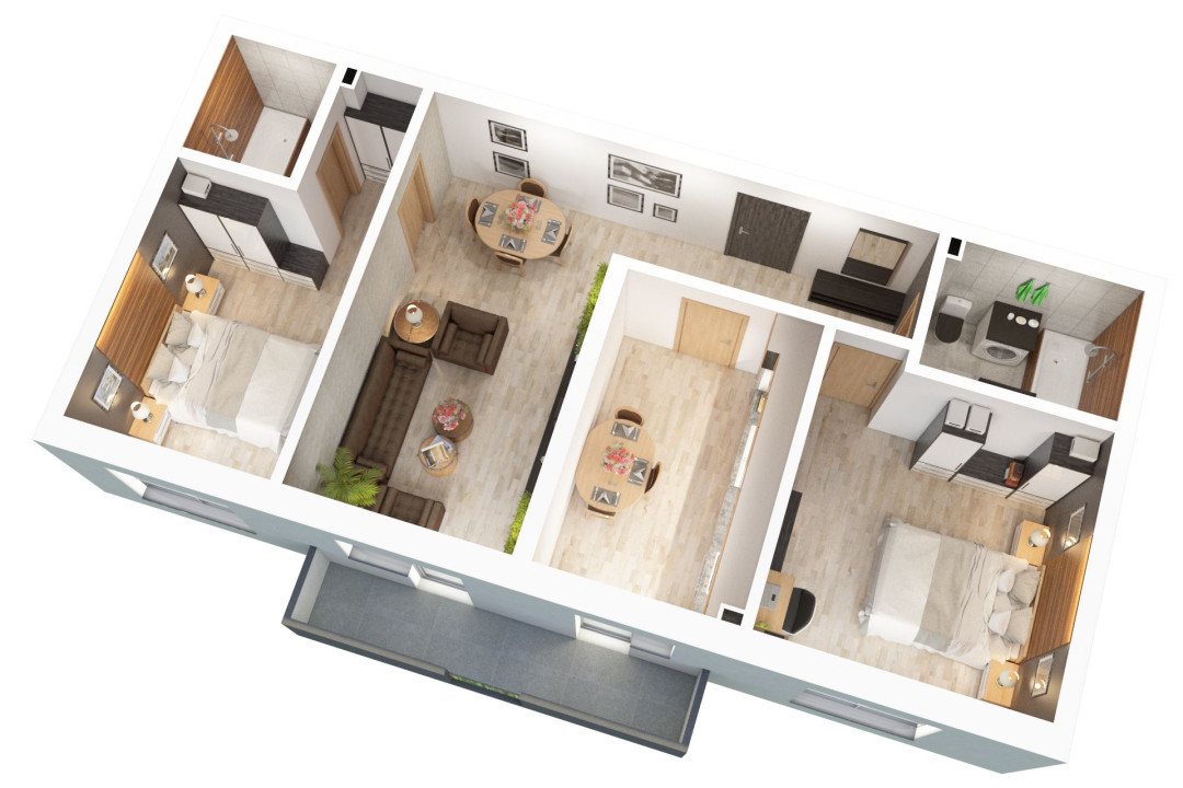 Apartament 3 camere – Zona Doamna Stanca - 68,7 mp utili + balcon 6,7 