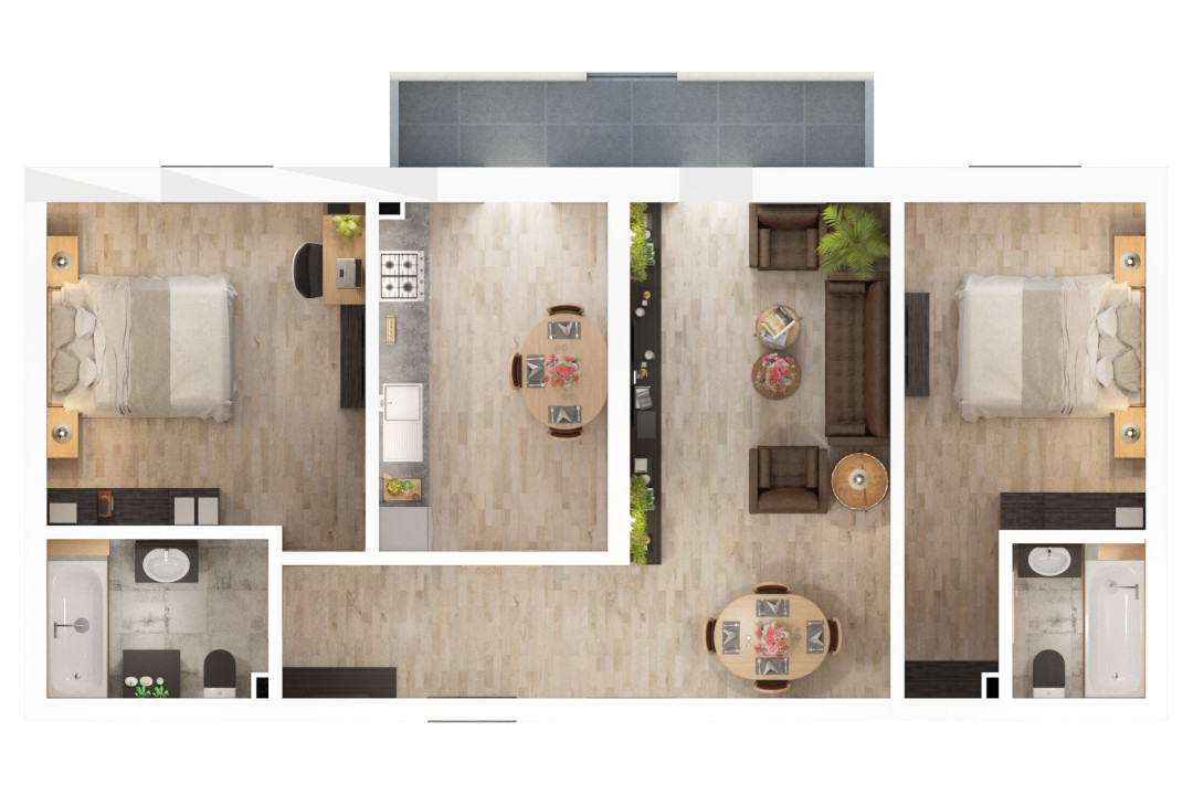Apartament 3 camere – Zona Doamna Stanca - 68,7 mp utili + balcon 6,7 