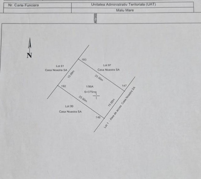 Teren intravilat, toate utilitatile, 375 mp, Damila