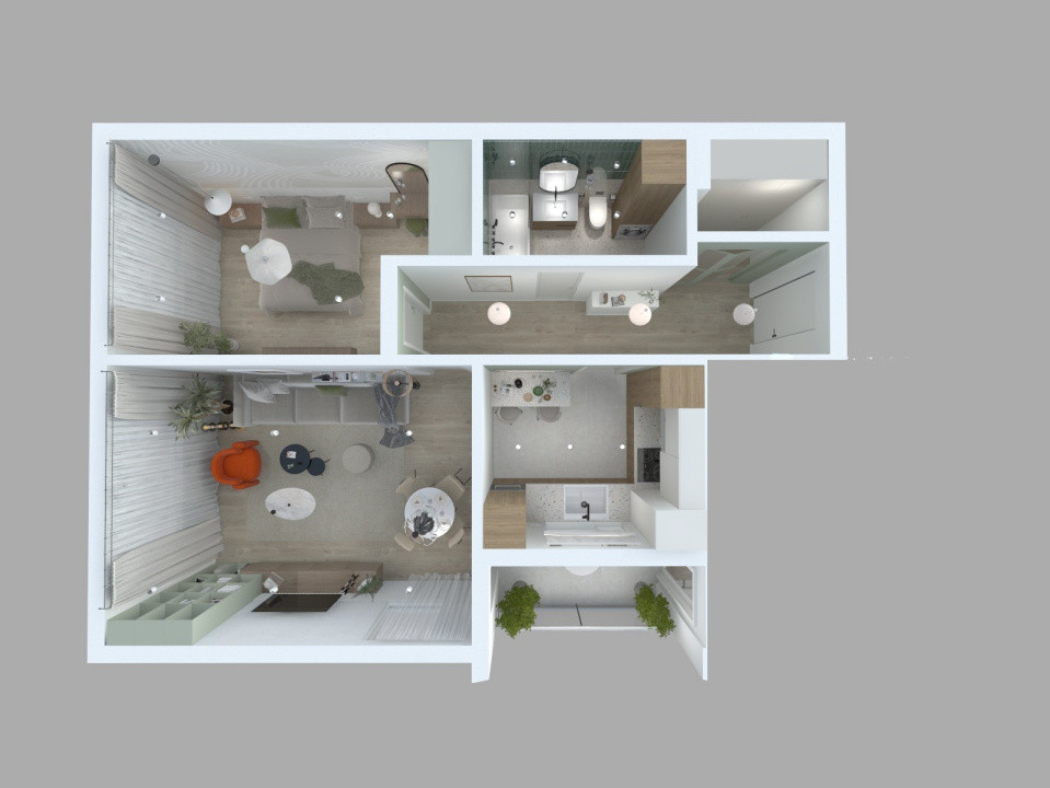 Apartament 2 camere 55,25 mp
