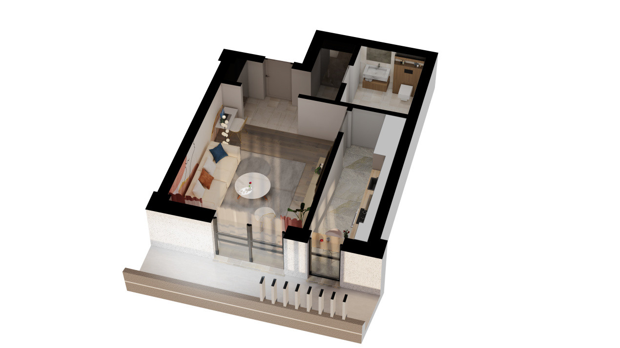 Apartament 1 Camera Decomandat, 44,1 mp - Falticeni, Centru