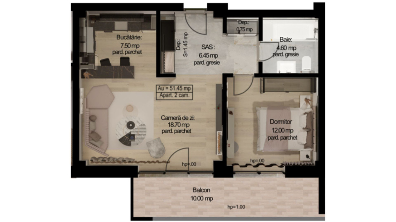 Apartament 2 Camere , 61,45 mp - Falticeni, Centru