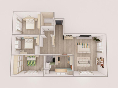 Apartament cu 3 camere - 90 mp utili - zona Rahovei