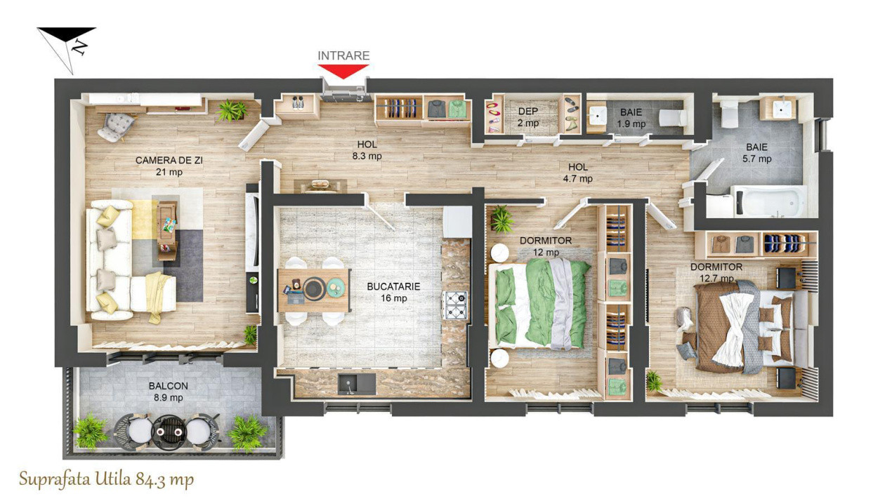 Apartament cu 3 camere - finisat la cheie - Zona Ciresica