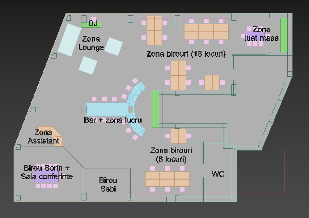 Spatii birouri de inchiriat coworking utilitati incluse Arhitectilor