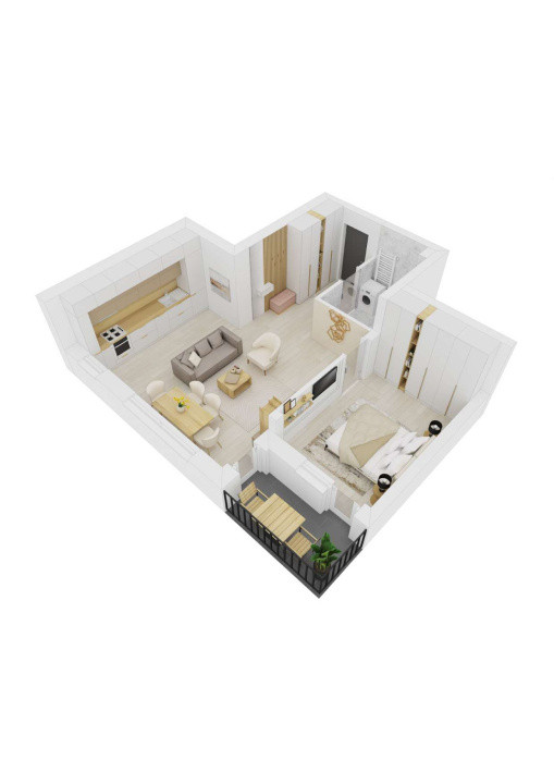 Apartament 2 camere la cheie balcon parcare 48,6mpu Et.3 Doamna Stanca
