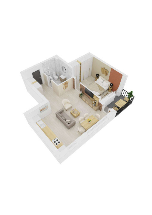 Apartament 2 camere la cheie balcon parcare 48,6mpu Et.3 Doamna Stanca