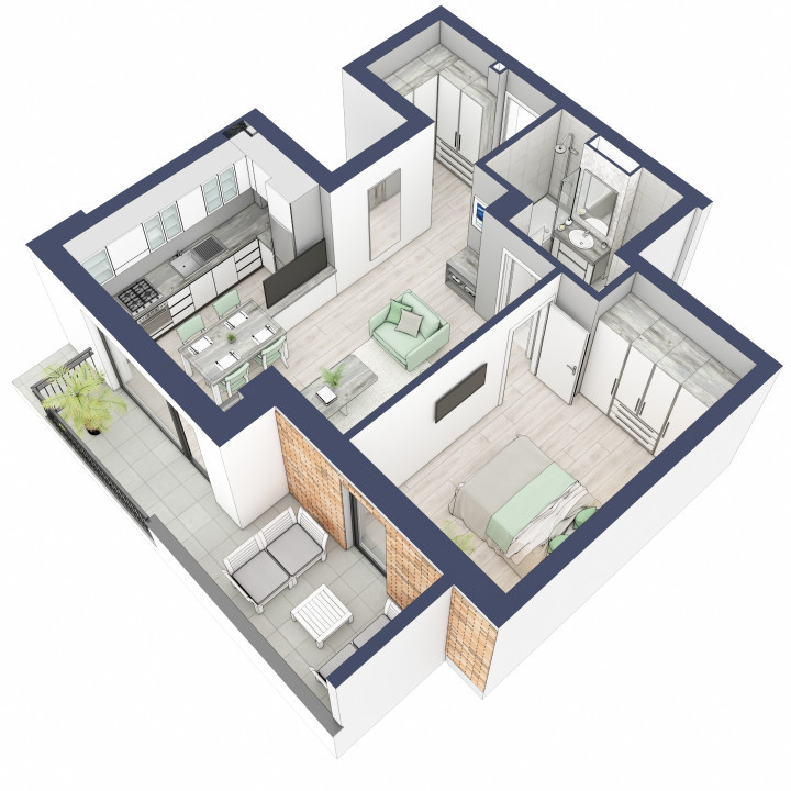 Apartament 2 camere - Ansamblu privat - etaj 2 