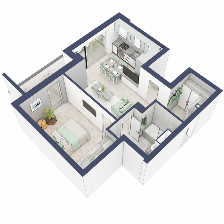 Apartament 2 camere - Ansamblu privat - etaj 2 