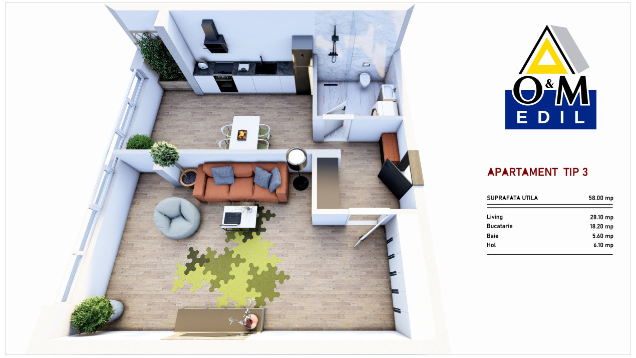 1000 €/mp + TVA - Apartament NOU intabulat cu 2 camere - Codlea - 0% Comision!