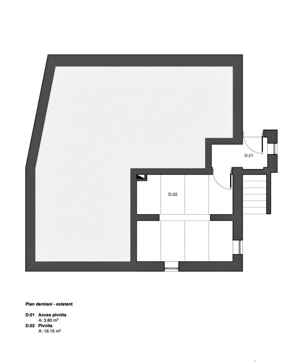 Casă pe un singur nivel cu 3 camere+pivniță. Pod și curte-Zona Sub Arini