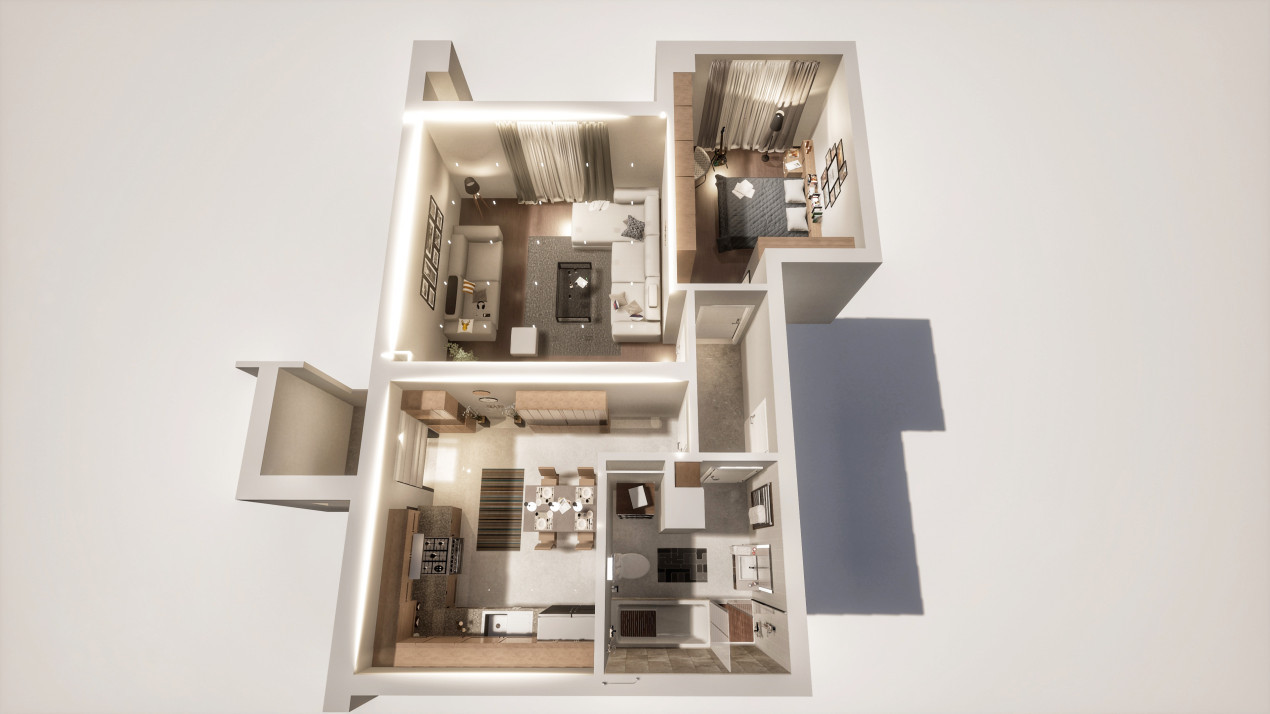 Apartament 2 camere - Decomandat - Etaj 3