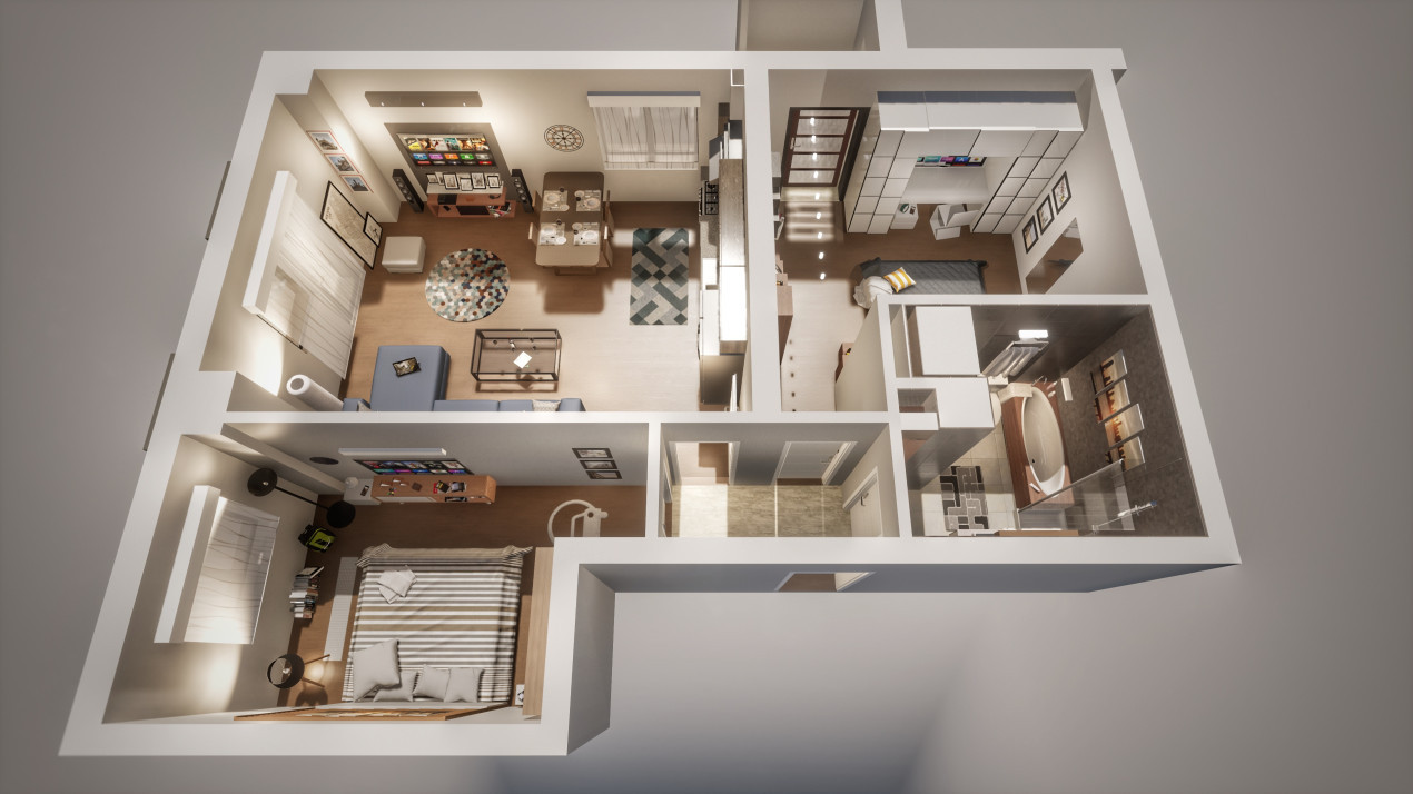 Apartament 3 camere - 2 balcoane 9,2 mp - Etaj 3