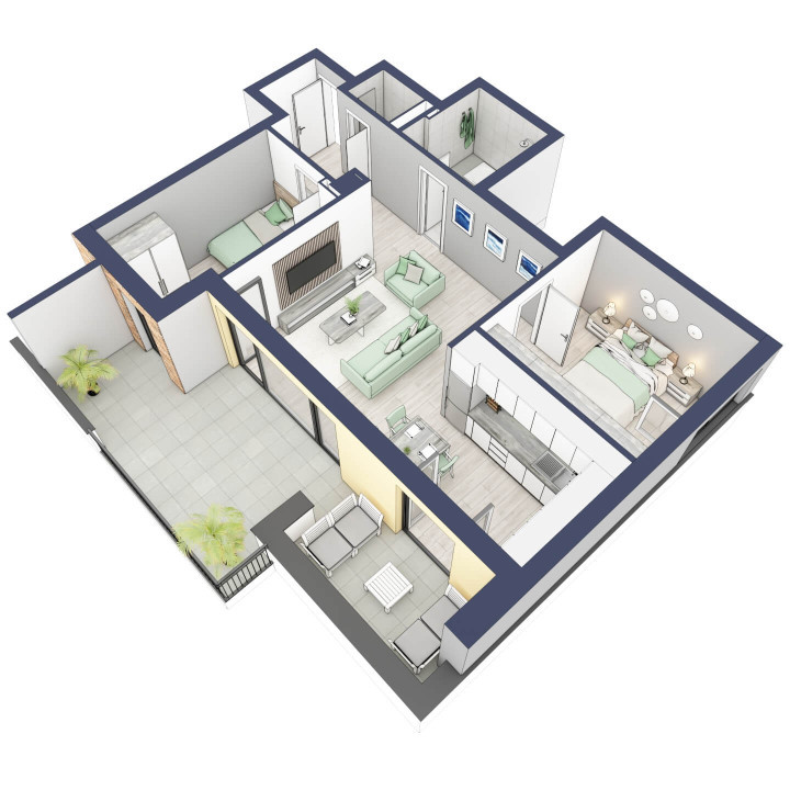 Apartament 3 camere - 2 bai