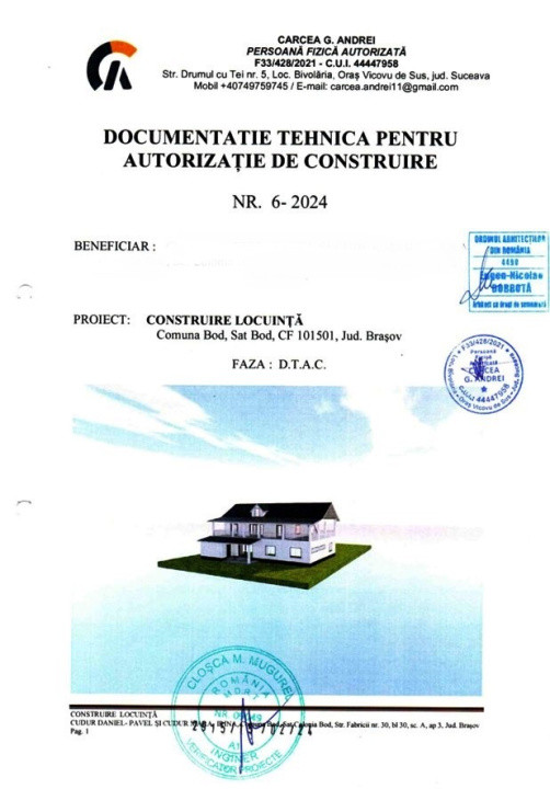 Teren intravilan in Bod, cu autorizare construire locuință