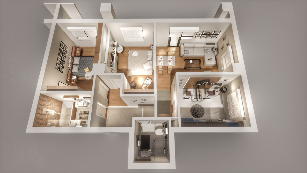 Apartament 3 camere - 2 bai - Logie 13.4 mp -Etaj 5