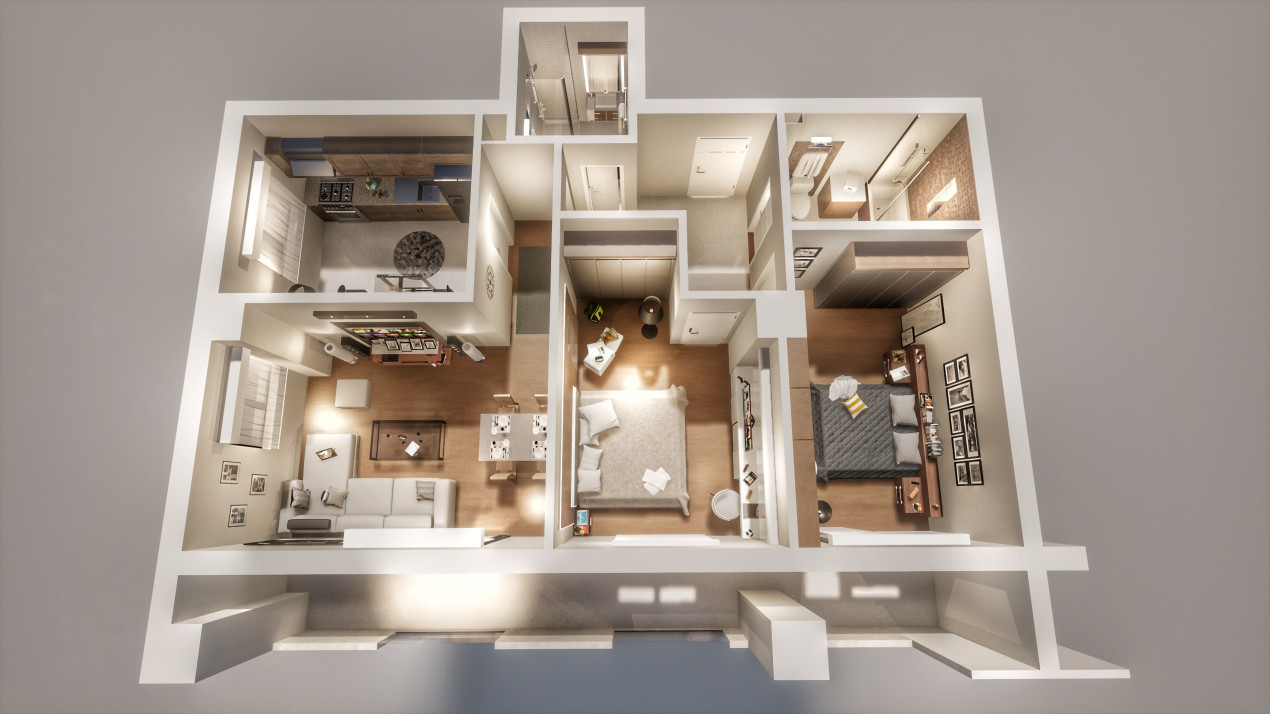 Apartament 3 camere - 2 bai - Logie 13.4 mp -Etaj 5