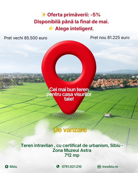 Teren intravilan , cu certificat de urbanism, Sibiu - Zona Muzeul Astra