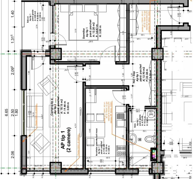 Apartament 2 camere 57.9mp utili buc separata balcon etaj 1 Sibiu
