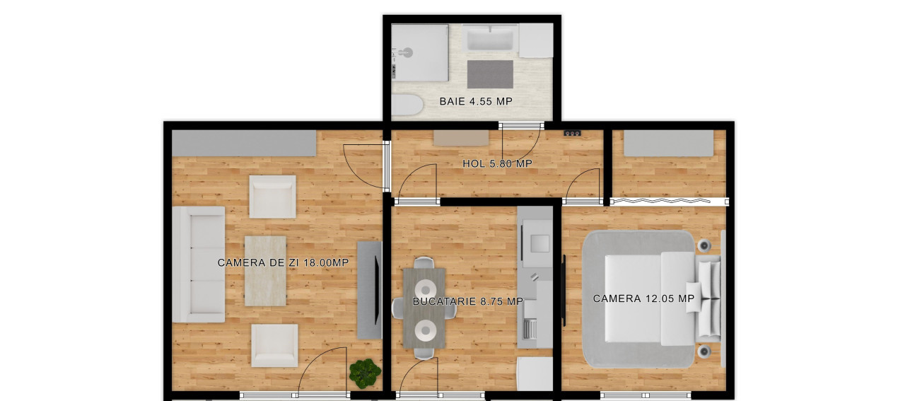 Apartament 2 camere - Decomadat - Zona Shopping City - La cheie