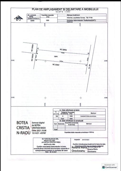 TEREN INTRAVILAN 1000 MP CARCEA - ZONA HANUL CU PONEI