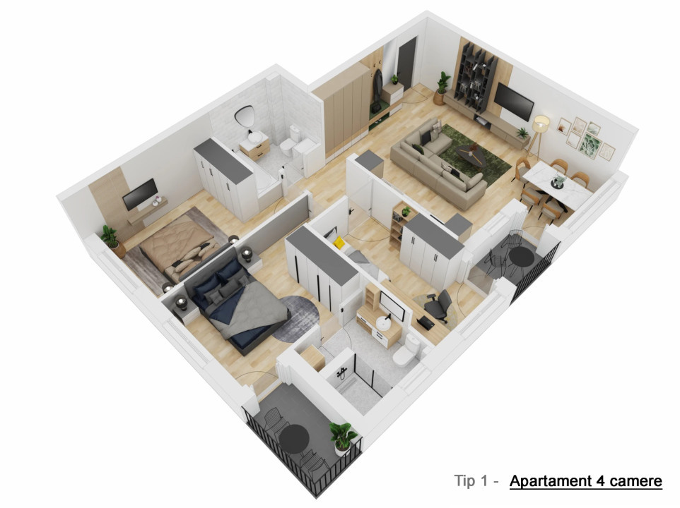 Apartament 4 camere - Tip I - 81,30 mp -  Doamna Stanca - COMISION 0 CUMPĂRĂTOR 