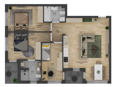 Apartament 4 camere - Tip I - 81,30 mp -  Doamna Stanca - COMISION 0 CUMPĂRĂTOR 