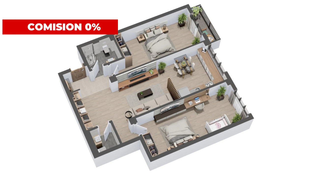 Apartament 3 camere | 78 mp | Etaj 2 | Parcare inclusă | Valea Lupului