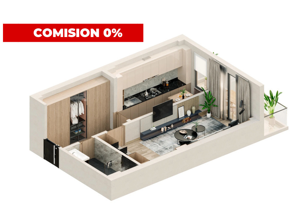 Apartament 1 cameră 38 mp | Bloc nou P+4 | Parcare inclusă | Valea Lupului