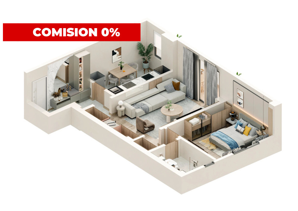 Apartament 2 camere 56 mp | Bloc nou | Parcare inclusă | 94.000€ | Valea Lupului