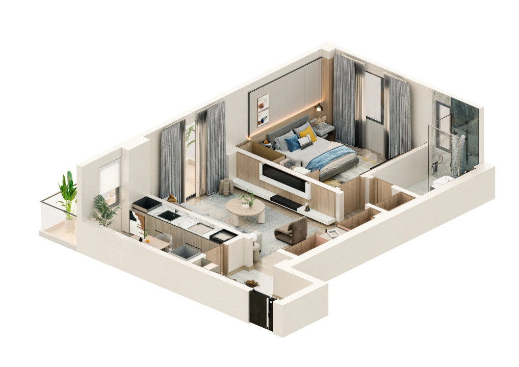 Apartament 2 camere 56 mp | Bloc nou | Parcare inclusă | 94.000€ | Valea Lupului