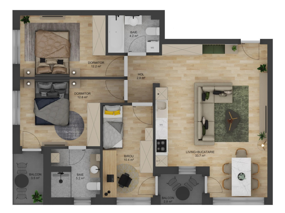 Apartament 4 camere - Tip II - 91,14 mp - Doamna Stanca - COMISION O CUMPĂRĂTOR