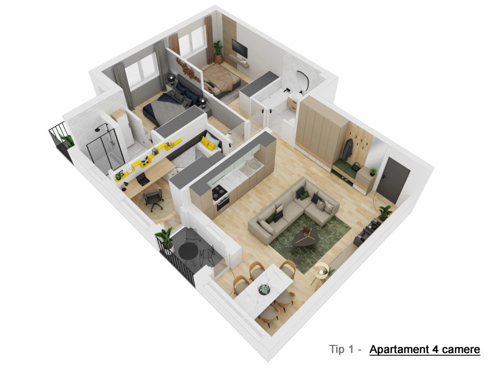 Apartament 4 camere - Tip II - 91,14 mp - Doamna Stanca - COMISION O CUMPĂRĂTOR