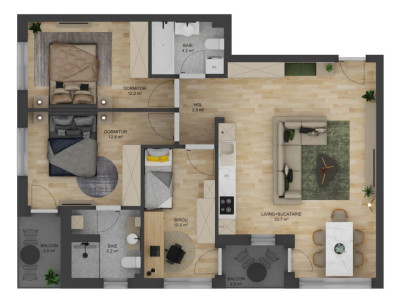 Apartament 4 camere - Tip I - 81,30 mp -   Doamna Stanca - COMISION 0 CUMPĂRĂTOR