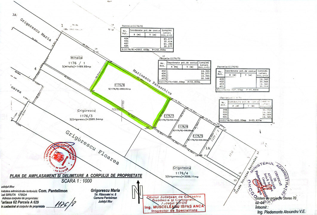 Teren 2002MP*deschidere 65m la 2 strazi*adiacent Rascoala 1907*Utilitati