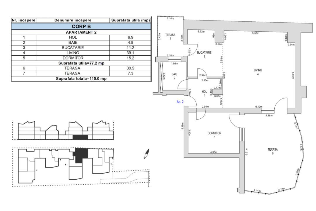Apartament 2 camere, 80.54 mp utili, grădină 20.0 mp – M99 Brașov