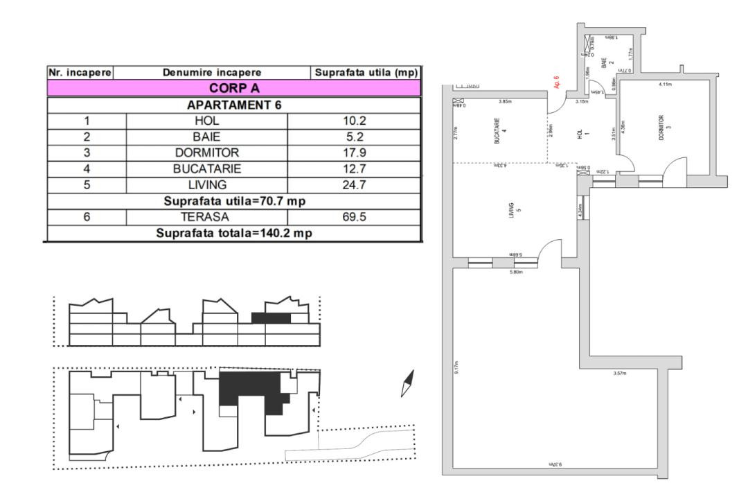 Apartament 2 camere, 70.73 mp utili, terasă 69.7 mp – M99 Brașov