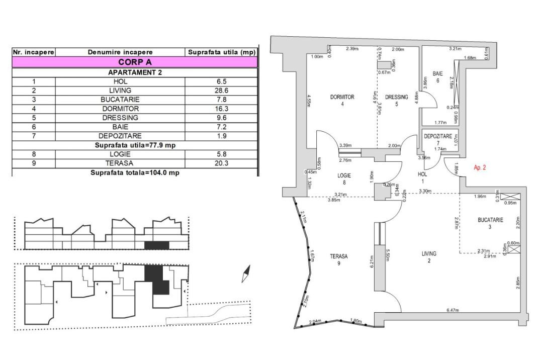 Apartament 2 camere, parter, 83.7mp, grădină 20.3mp