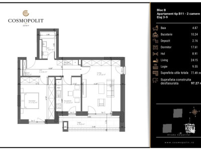 Apartament 2 camere Cosmopolit Zenit