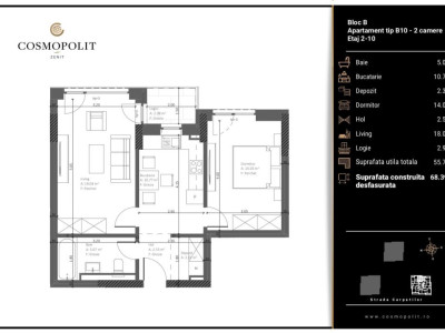 Apartament 2 camere Cosmopolit Zenit