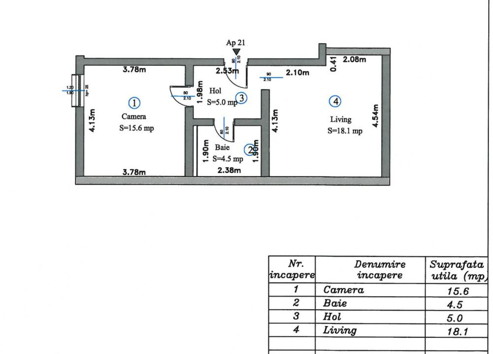 Apartament - 2 camere tip Studio, bloc nou  Stupini