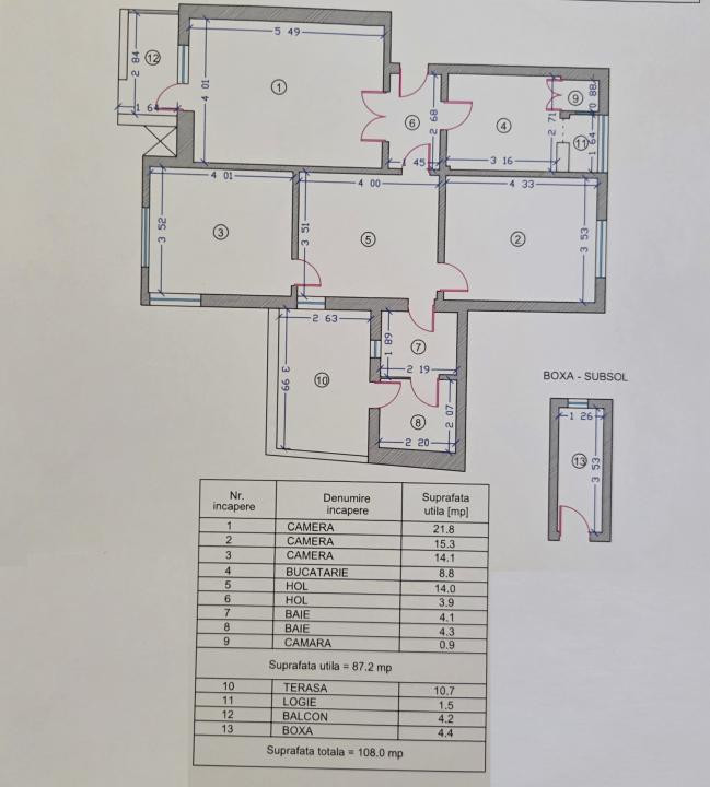 Apartament ultracentral cu 3 camere, 87,2 mp utili – Zona Sala Sporturilor 