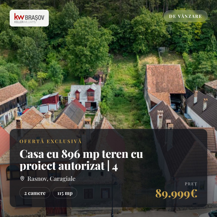 OPORTUNITATE rară!! 896 mp teren cu proiect autorizat | Râșnov